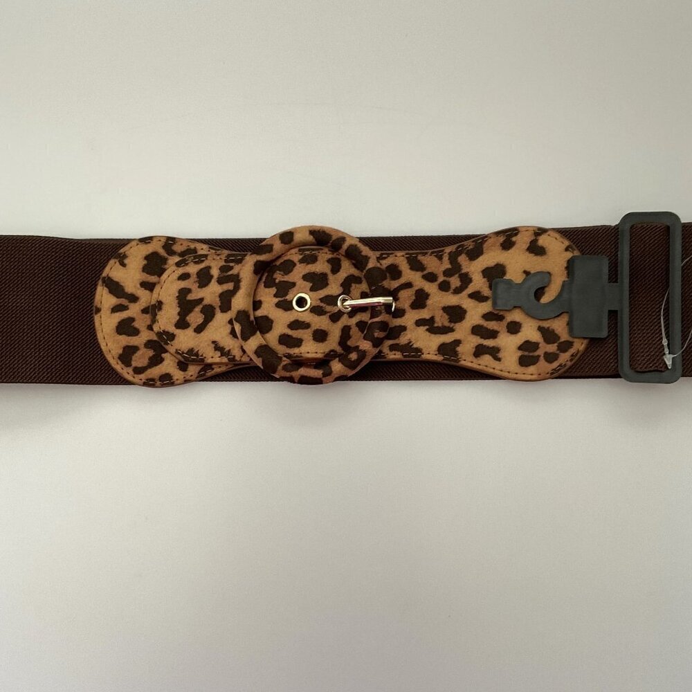 Cato Plus Size Leopard Animal Print Wide Elastic Waist Belt